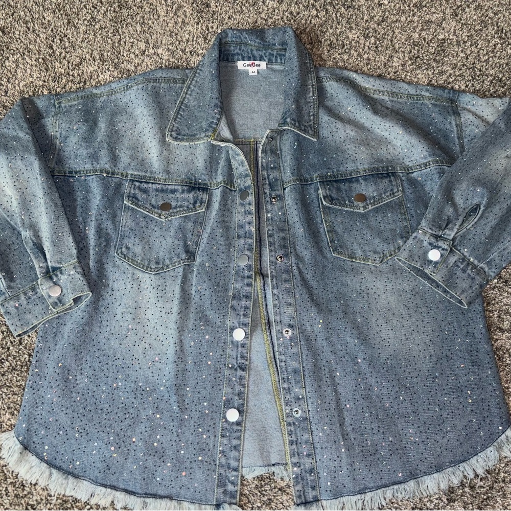 GeeGee Denim Sparkle Jacket/Shacket Size M